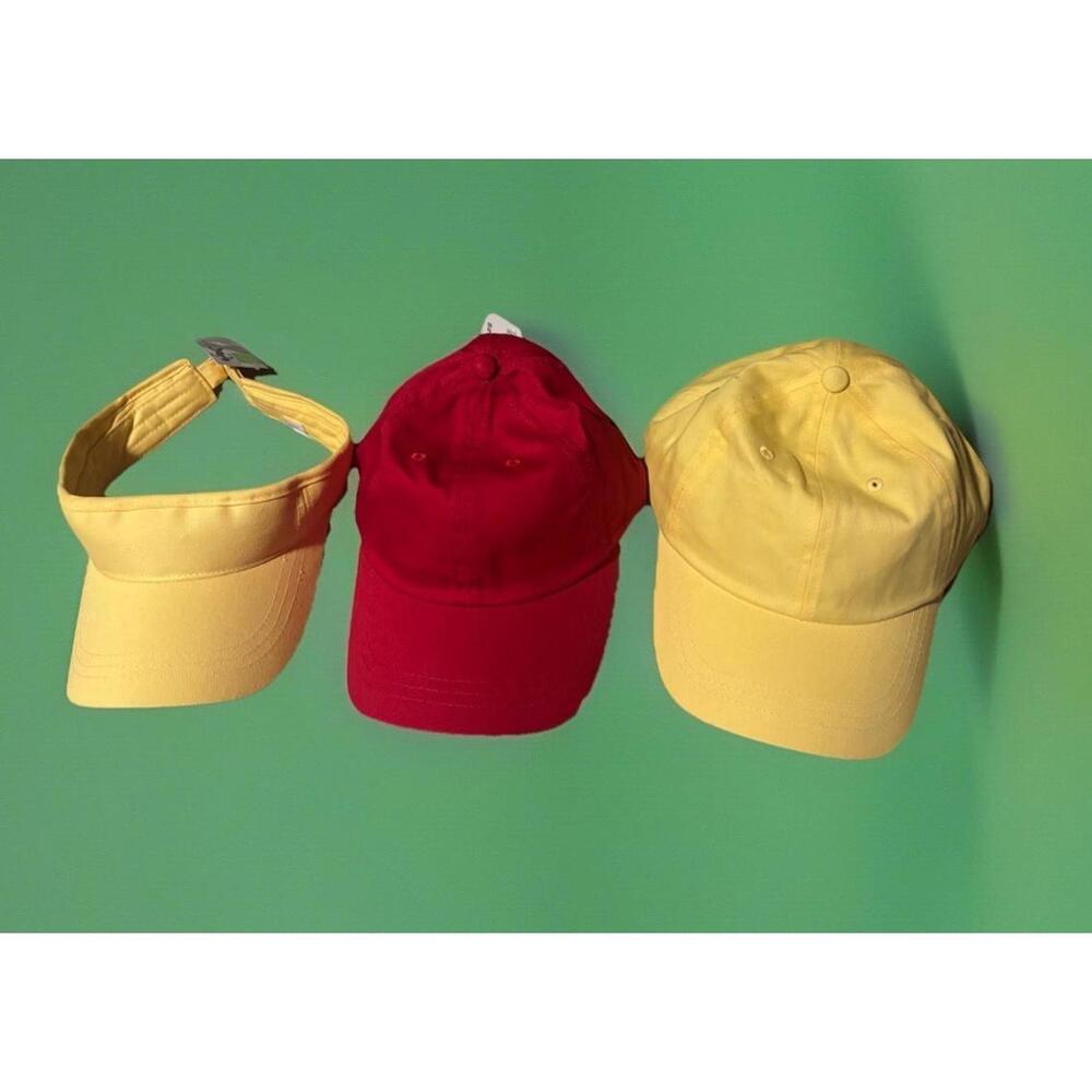 Lot of Six (3) Athletic Women's Visors & Hats Red Yellow‎ NEW